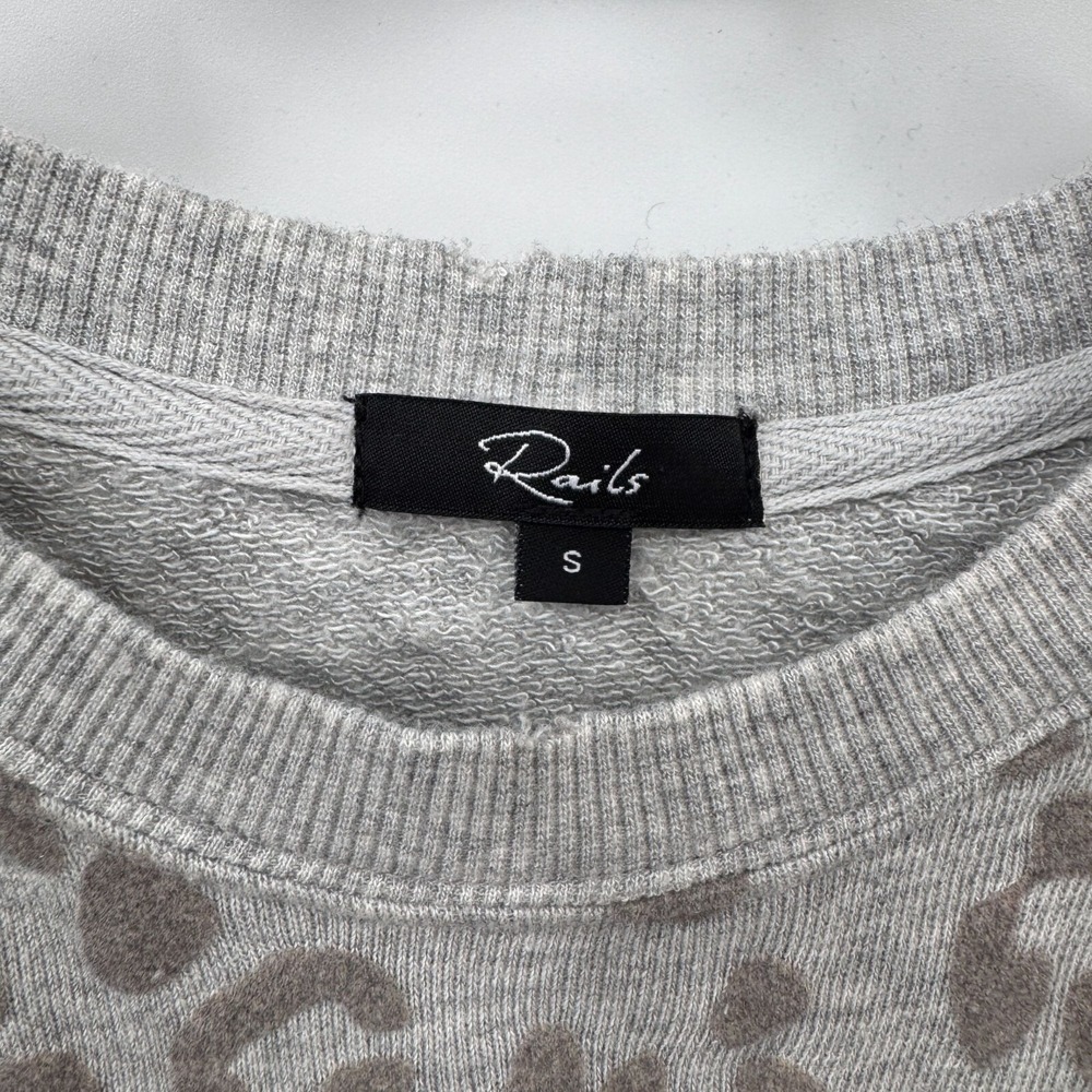 Rails Marlo Flocked Sweater Womens S Gray Leopard Print Cotton Zipper Detail - Picture 5 of 12
